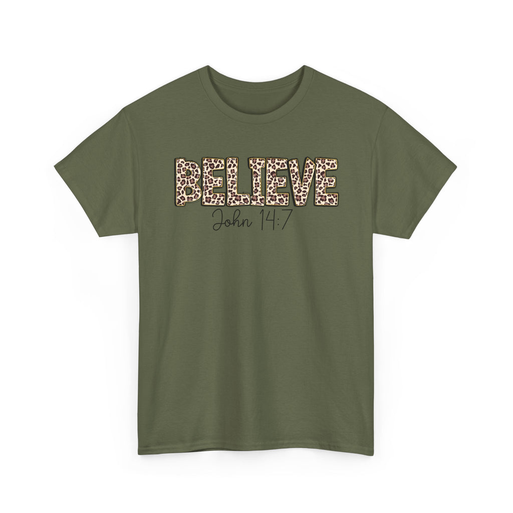 Believe John 14:7 Leopard Print Tee
