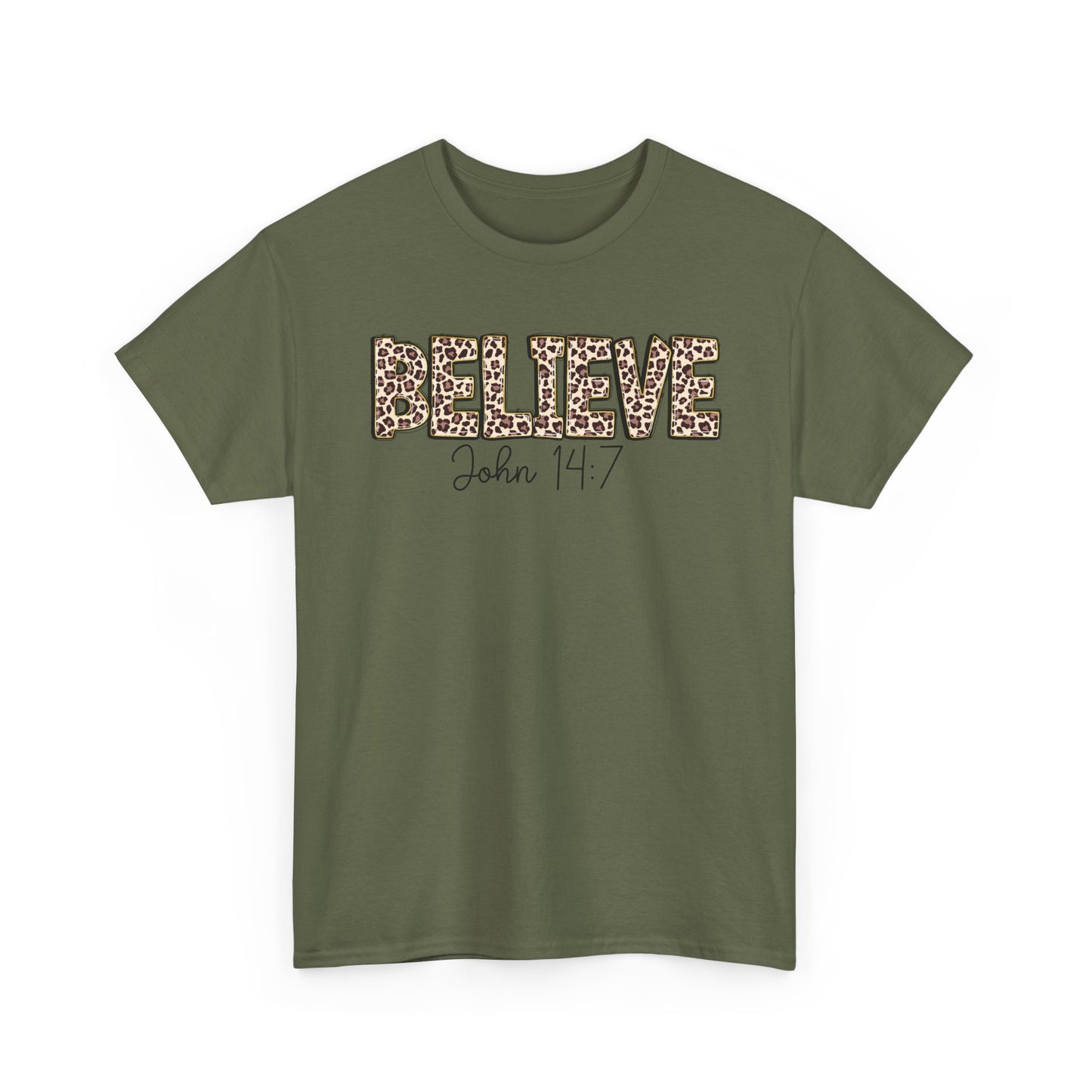 Believe John 14:7 Leopard Print Tee