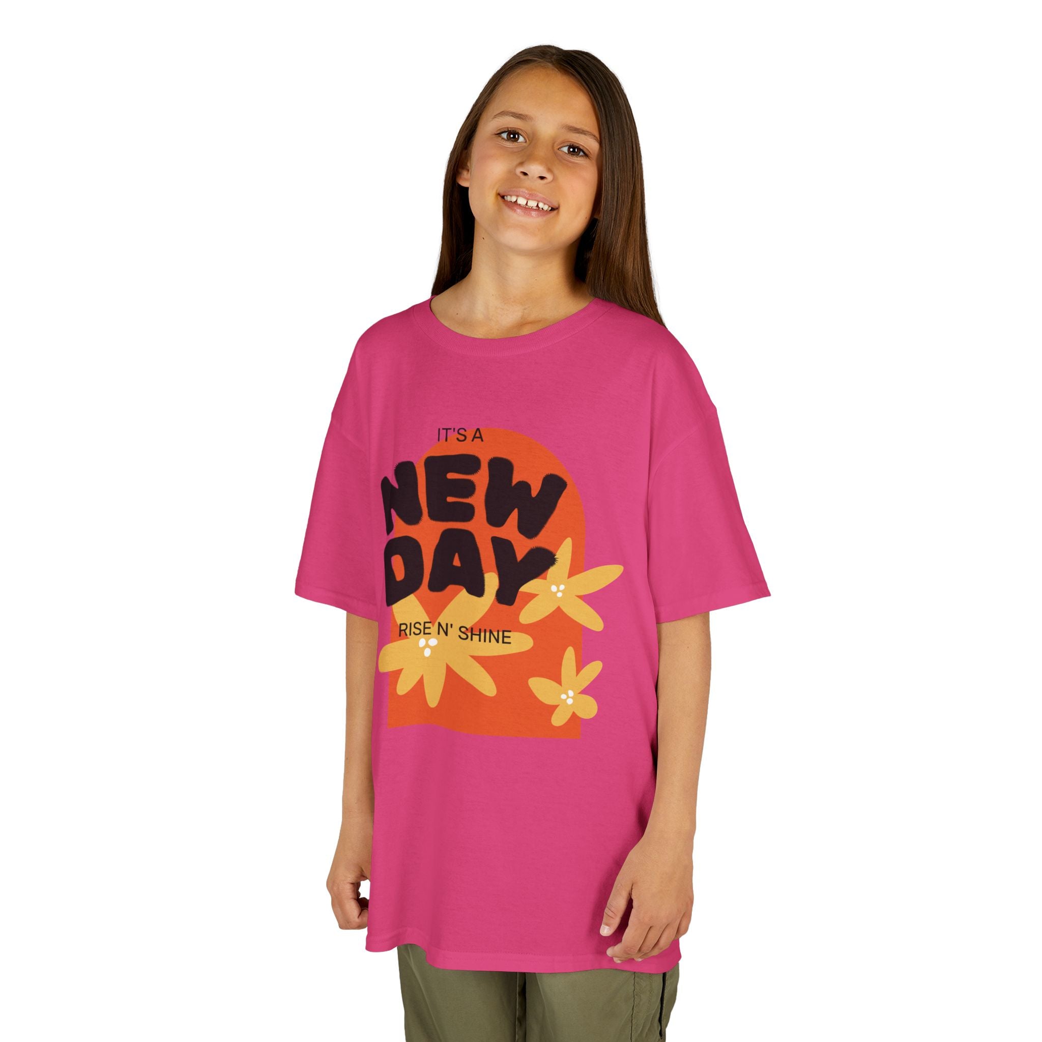 Kids Tee — "New Day" Sunshine Floral Graphic