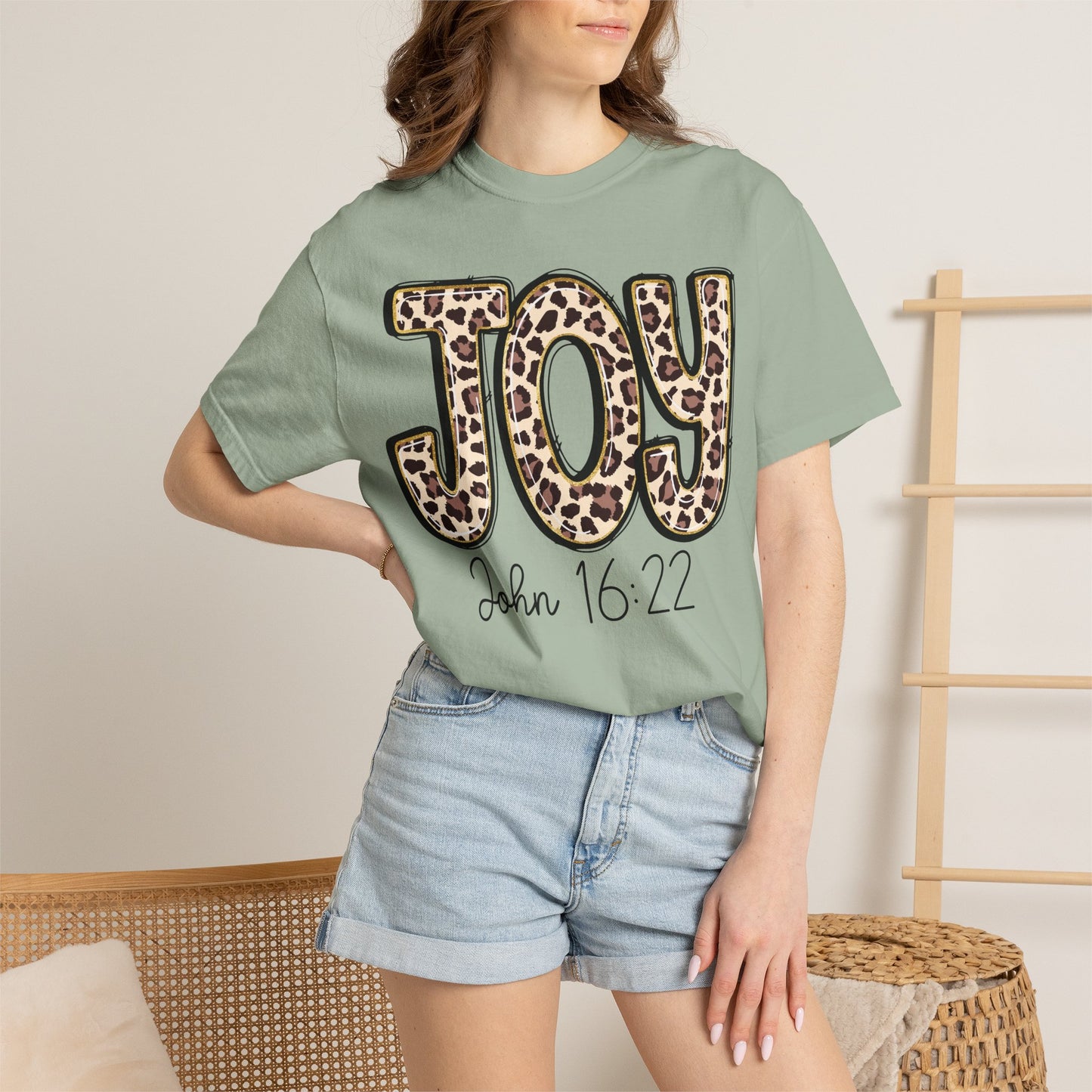Joy Leopard Print - John 16:22 Christian Tee