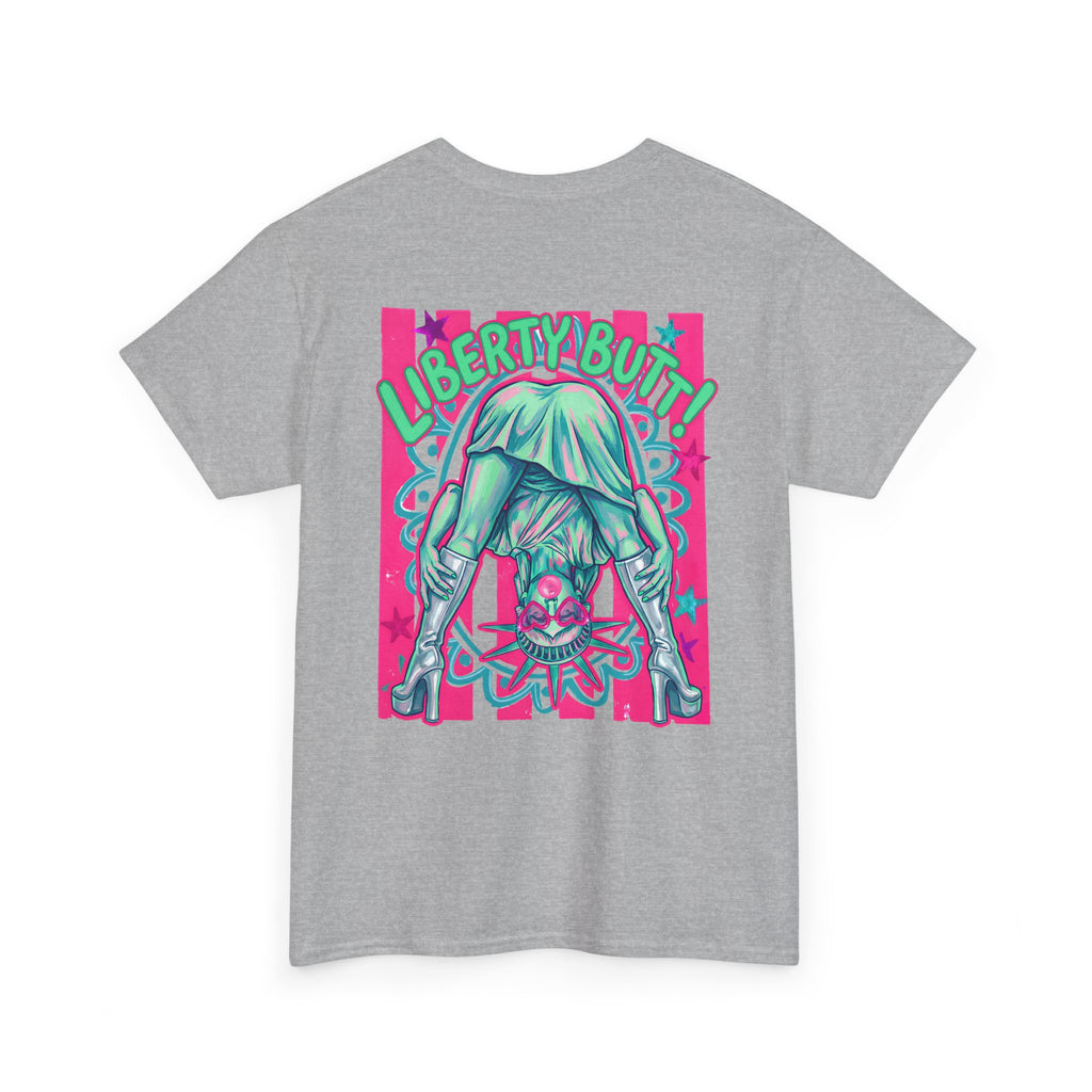 Neon Statue of Liberty 'Guess What? Liberty Butt' Retro Punk T-Shirt