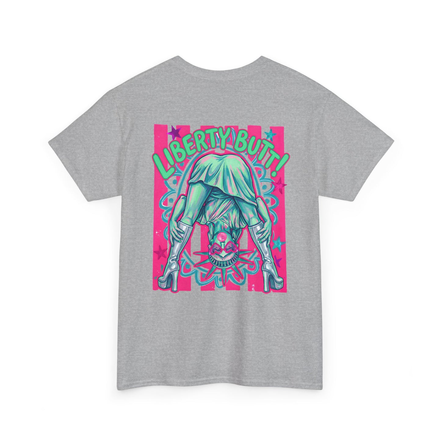 Neon Statue of Liberty 'Guess What? Liberty Butt' Retro Punk T-Shirt