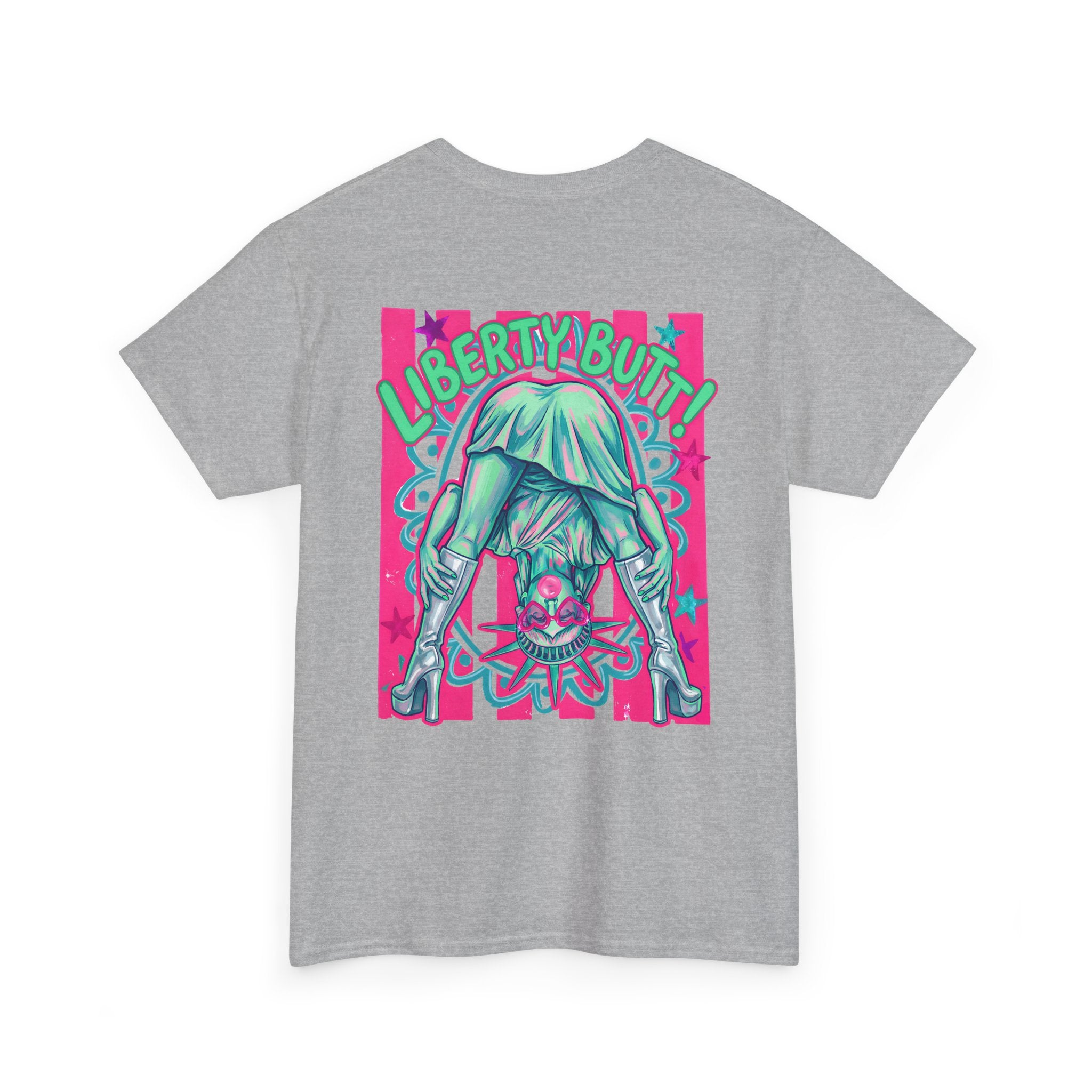 Neon Statue of Liberty 'Guess What? Liberty Butt' Retro Punk T-Shirt