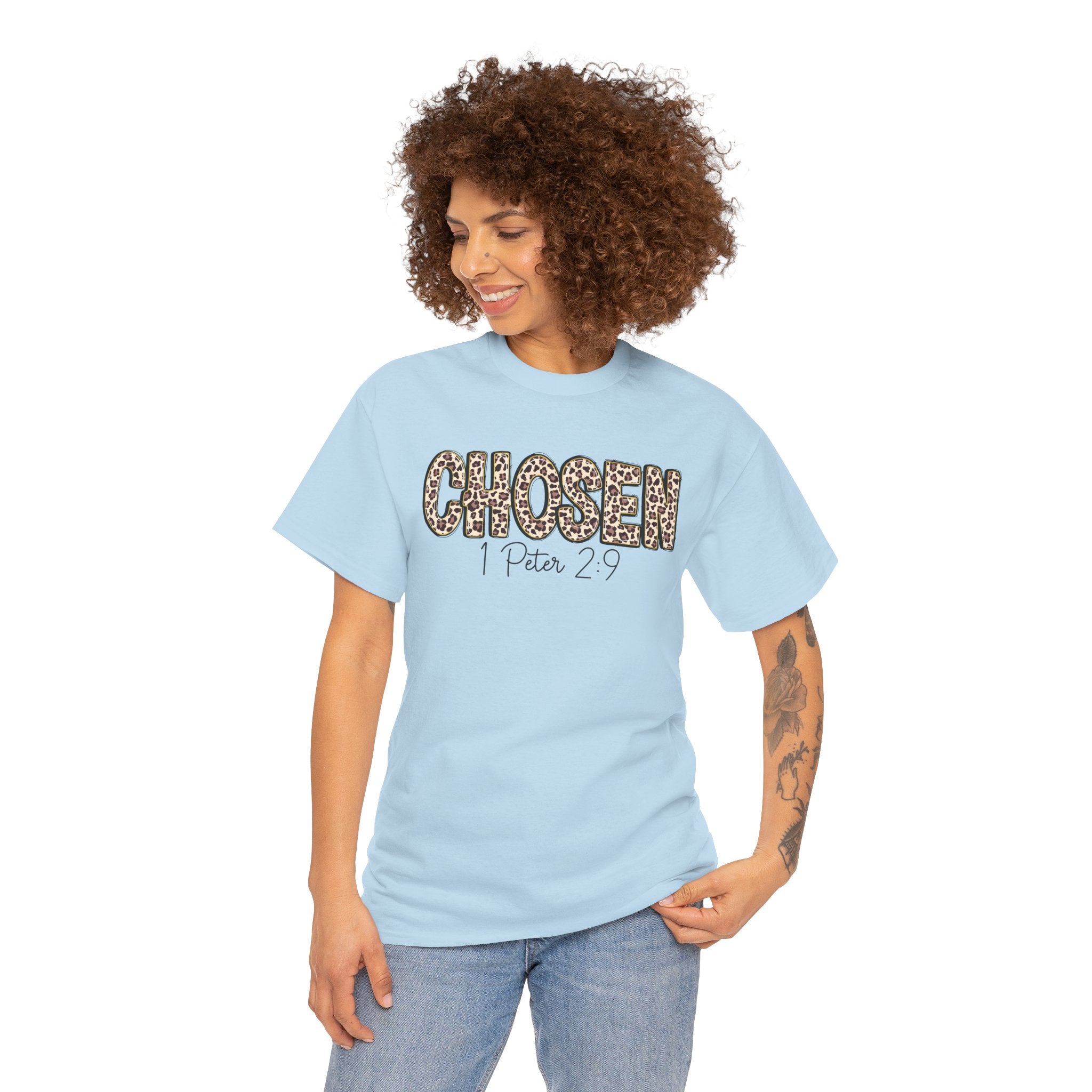 Chosen Leopard Tee “Chosen” 1 Peter 2:9 Faith T-Shirt