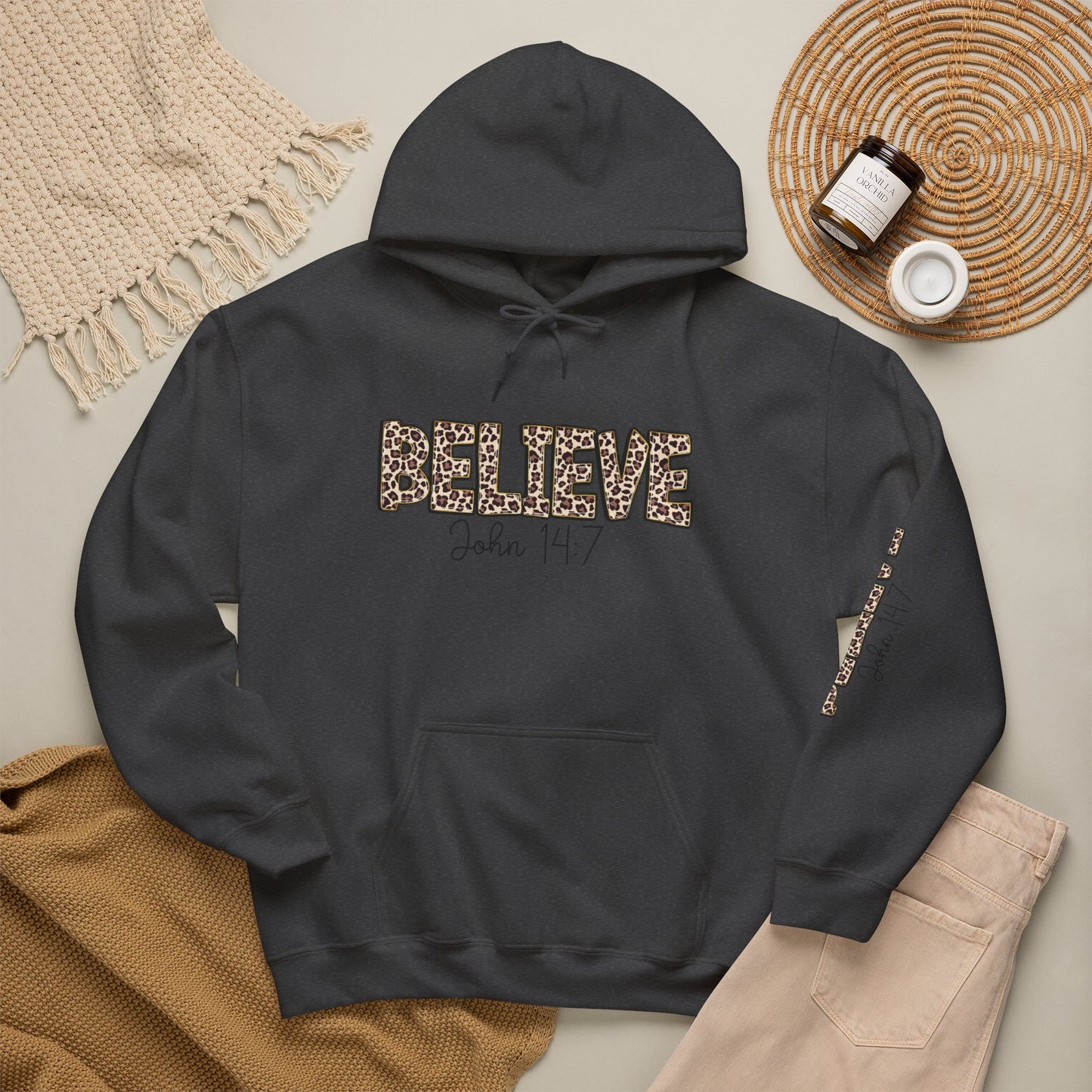 Believe Leopard Print Hoodie — John 14:7 Christian Faith Pullover