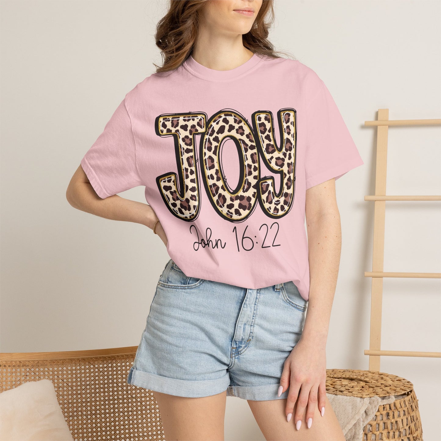 Joy Leopard Print - John 16:22 Christian Tee