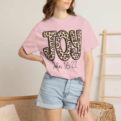 Joy Leopard Print - John 16:22 Christian Tee